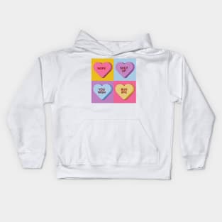 Mean Candy Hearts for Valentines Day Kids Hoodie